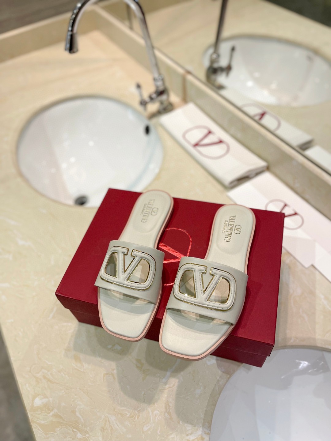 Valentino Garavani Vlogo leather slide sandals all colors