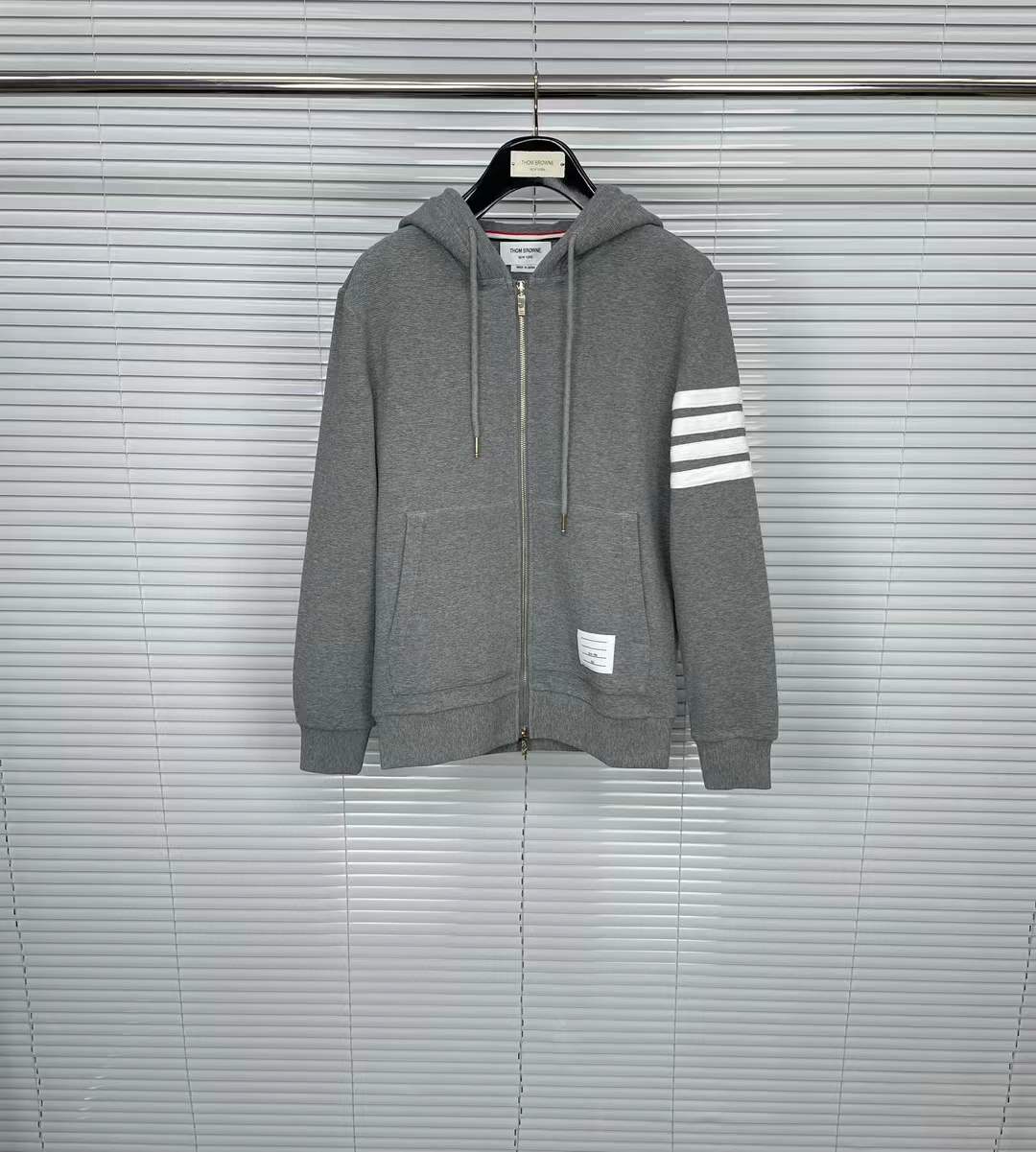 Thom Browne Grey Cclassic Loopback 4-bar Full Zip Hoodie