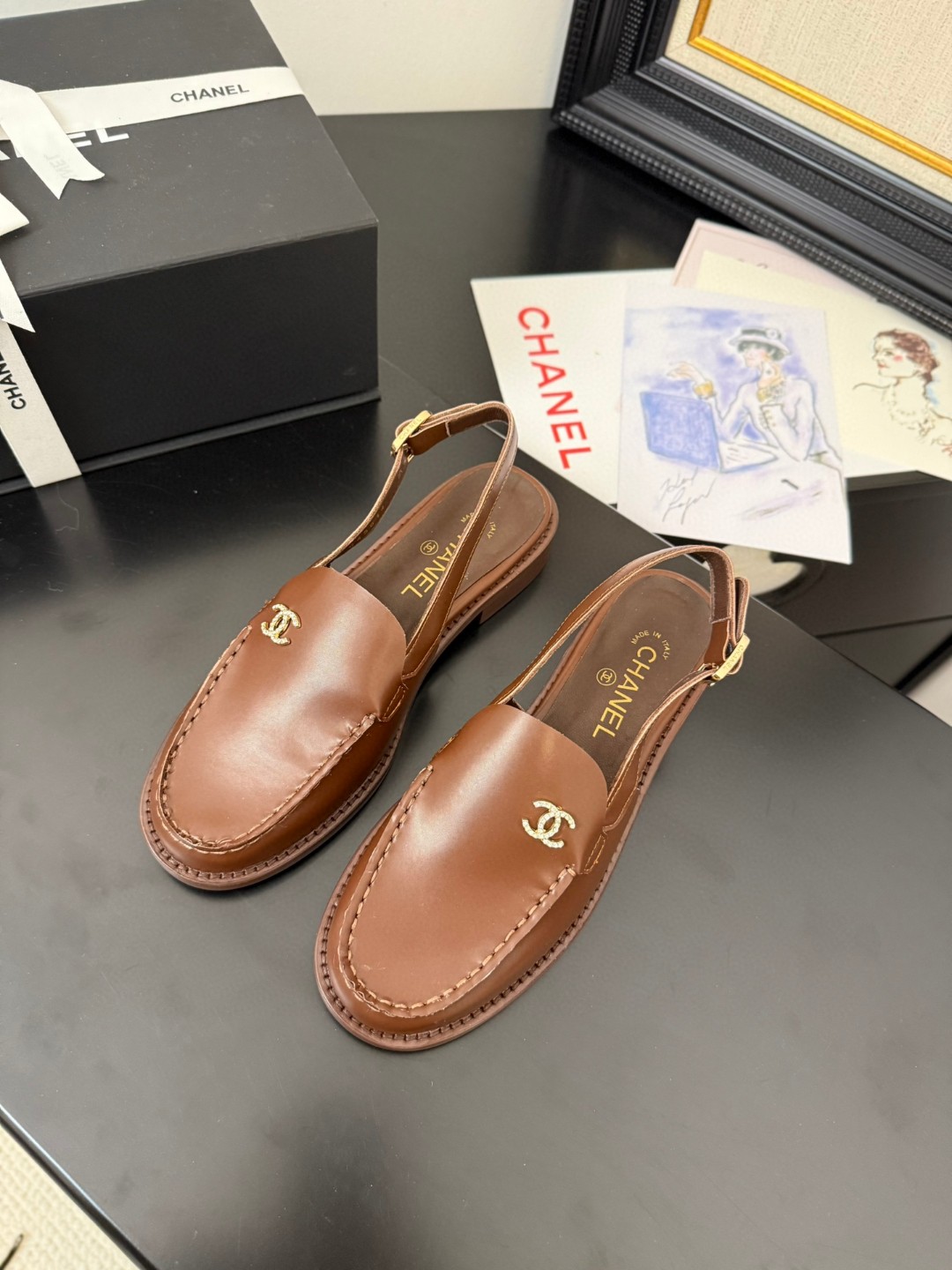 ABF Chanel Slingback Shoe Brown