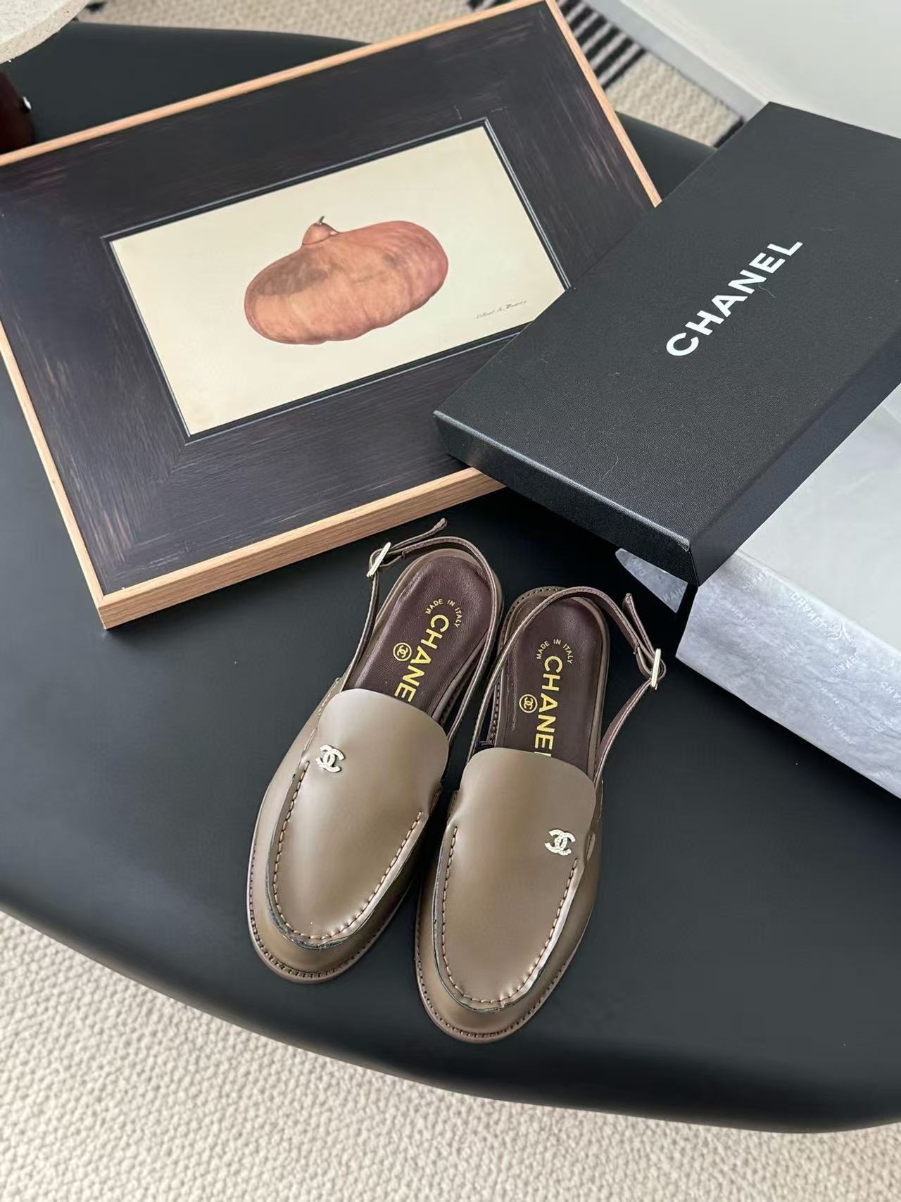 Chanel Slingback Shoe Grey