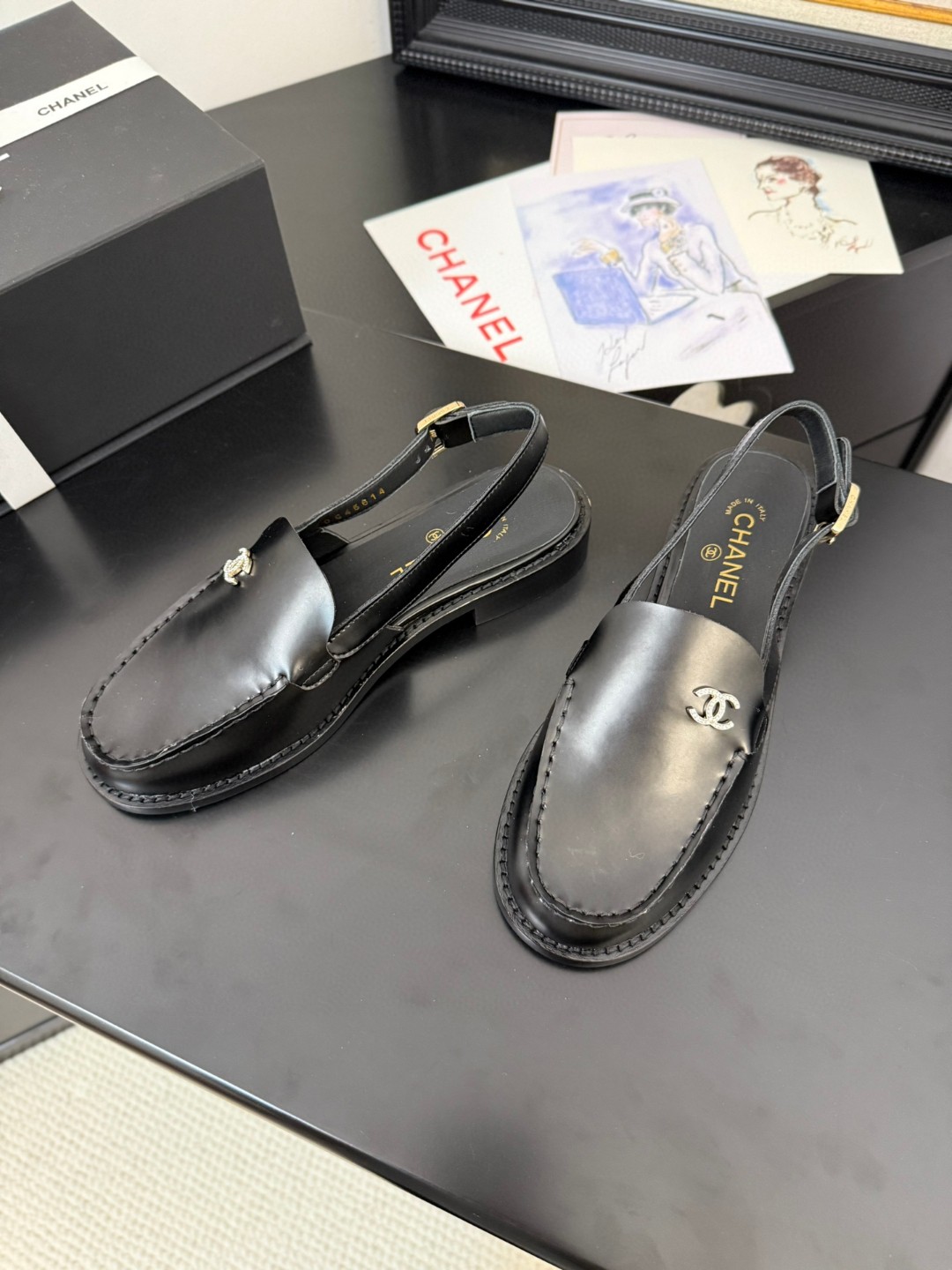 ABF Chanel Slingback Leather Loafer Casual Flats chanel loafer