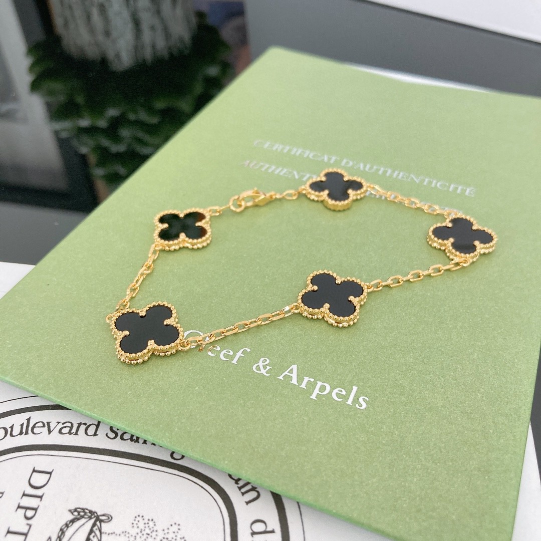 ABF Van Cleef & Arpels Gold Plated Five Leaf Clover Bracelet