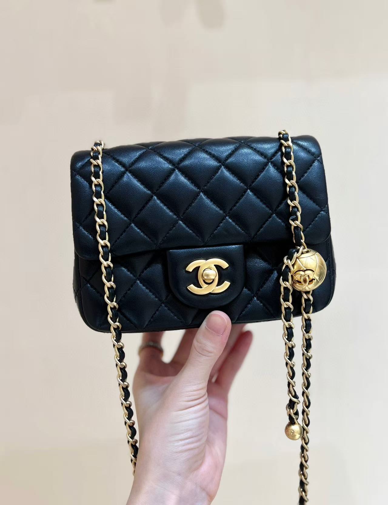 ABF Chanel Quilted CC Crush Mini Flap Black Purse