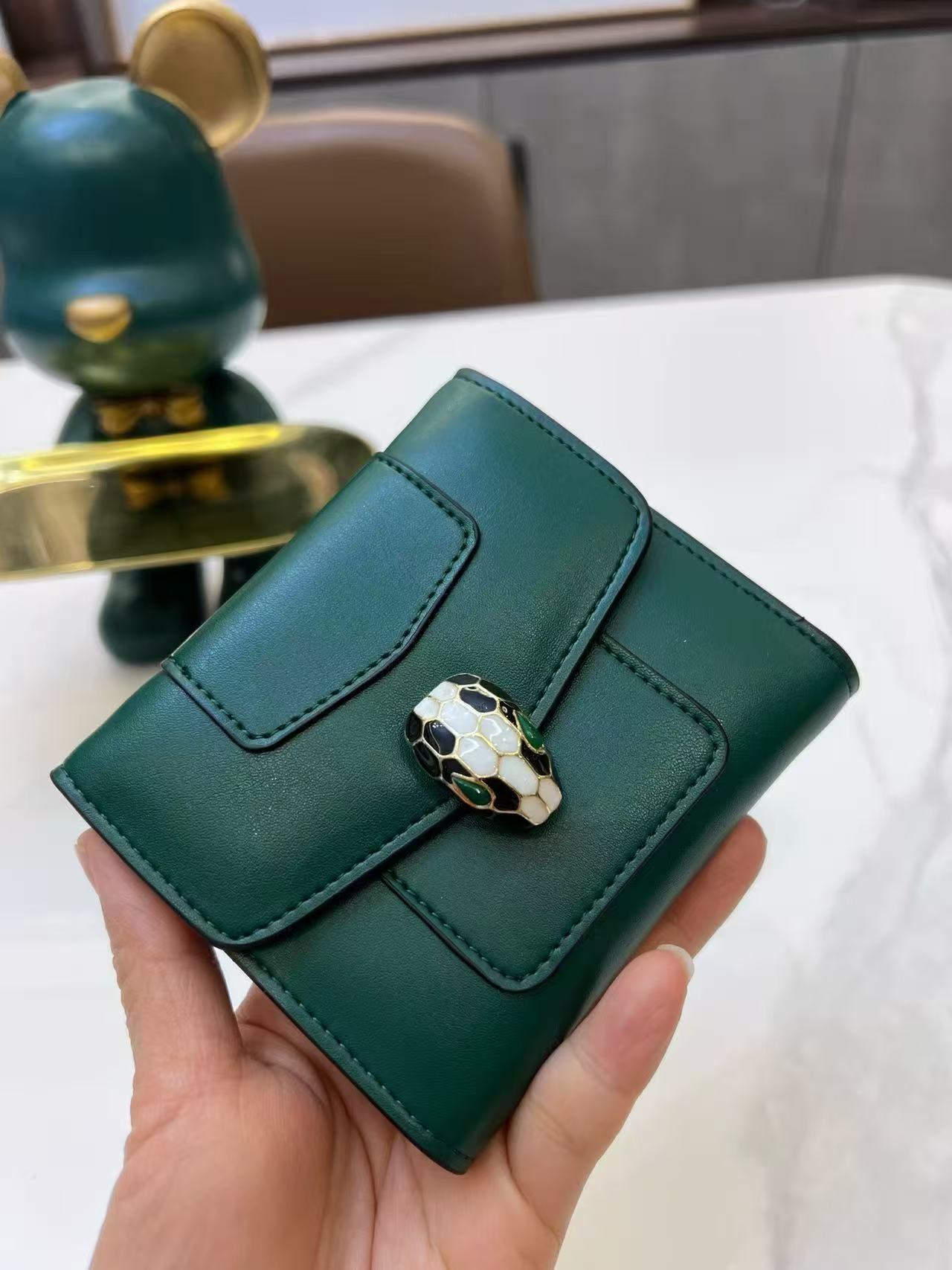 Bvlgari Serpenti Forever Trifold Wallet Green