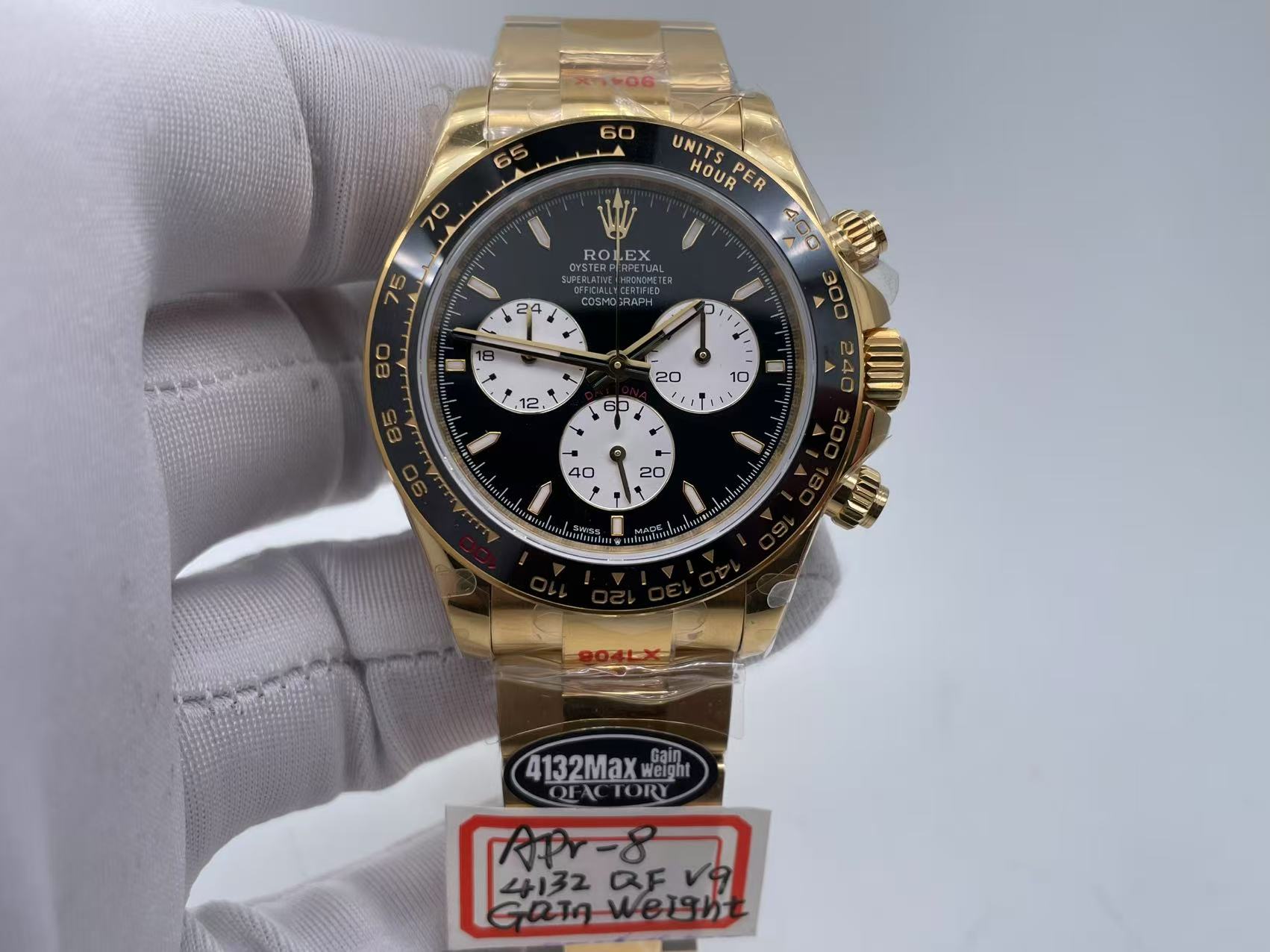 ROLDYT0632 - Daytona 126528 YG/YG Blk/Wht/Stk 904L QF V8 QF4132 $858