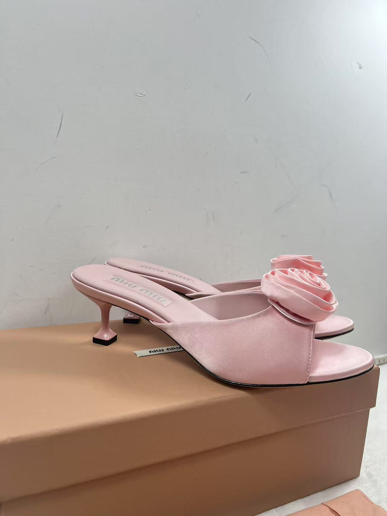 ABF Miu Miu Satin slide sandals