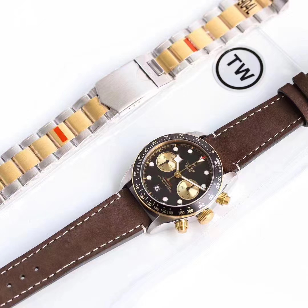 TWF Tudor Black Bay Chrono S&G On Leather Strap