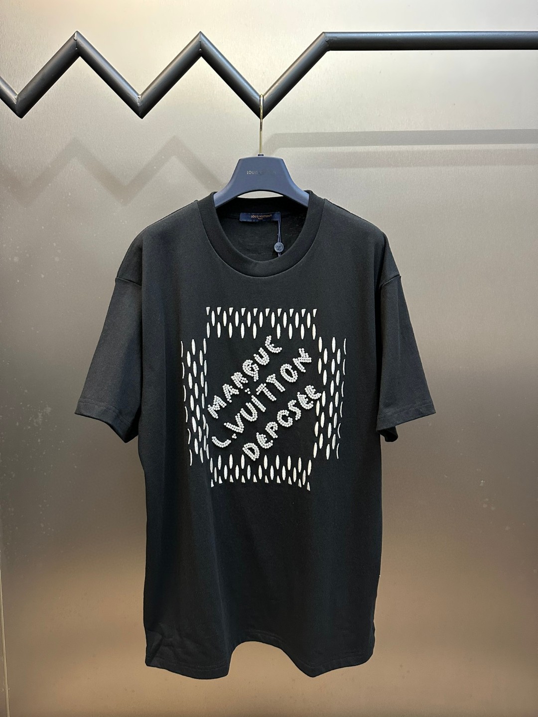 5 May ABF  LV Embroidered Signature Cotton T-Shirt Noir