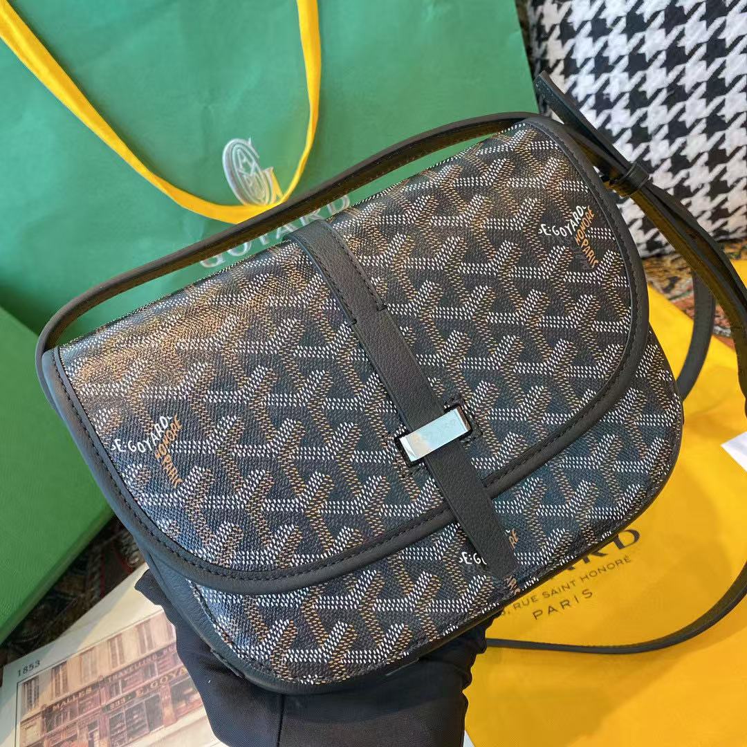 5 May ABF Goyard Belvedere PM Shoulder Bag PVC Leather Black Purse
