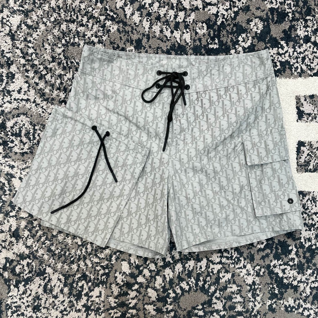 8 May ABF Christian  Dior Oblique Swim Shorts Pearl-Colored Technical Fabric