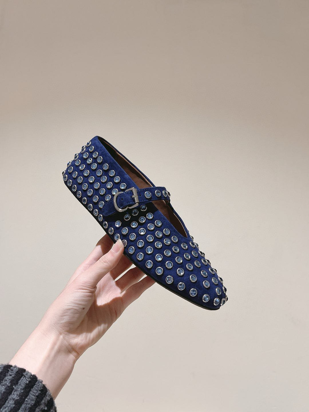 17 May ABF Alaia Crystal-embellished Ballerina Flats in Suede