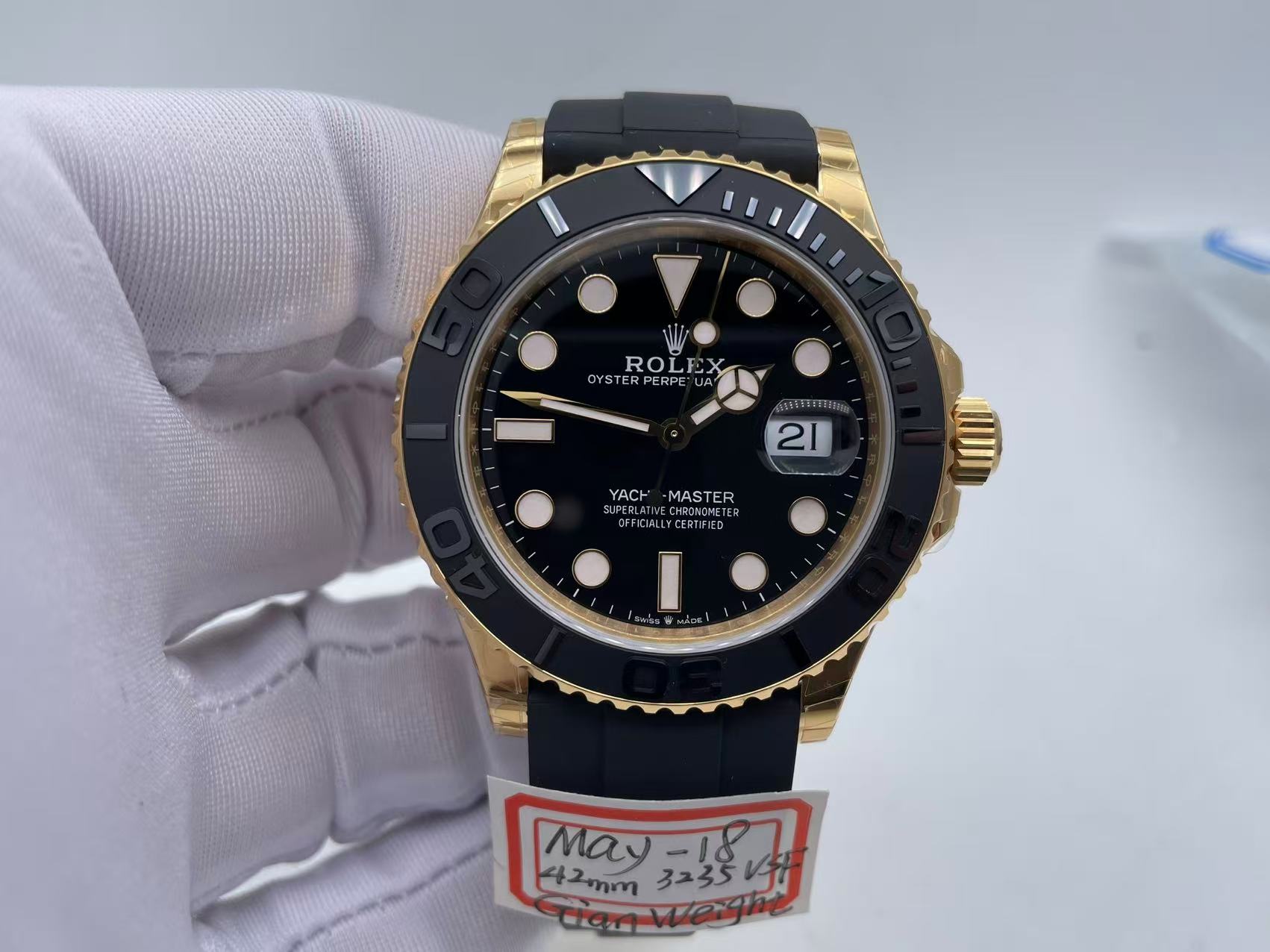 Yacht-Master 42mm 226658 3D Black Ceramic Bezel Gain Weight V2 VSF 1:1 Best Edition On Oysterflex Strap VS3235 $588