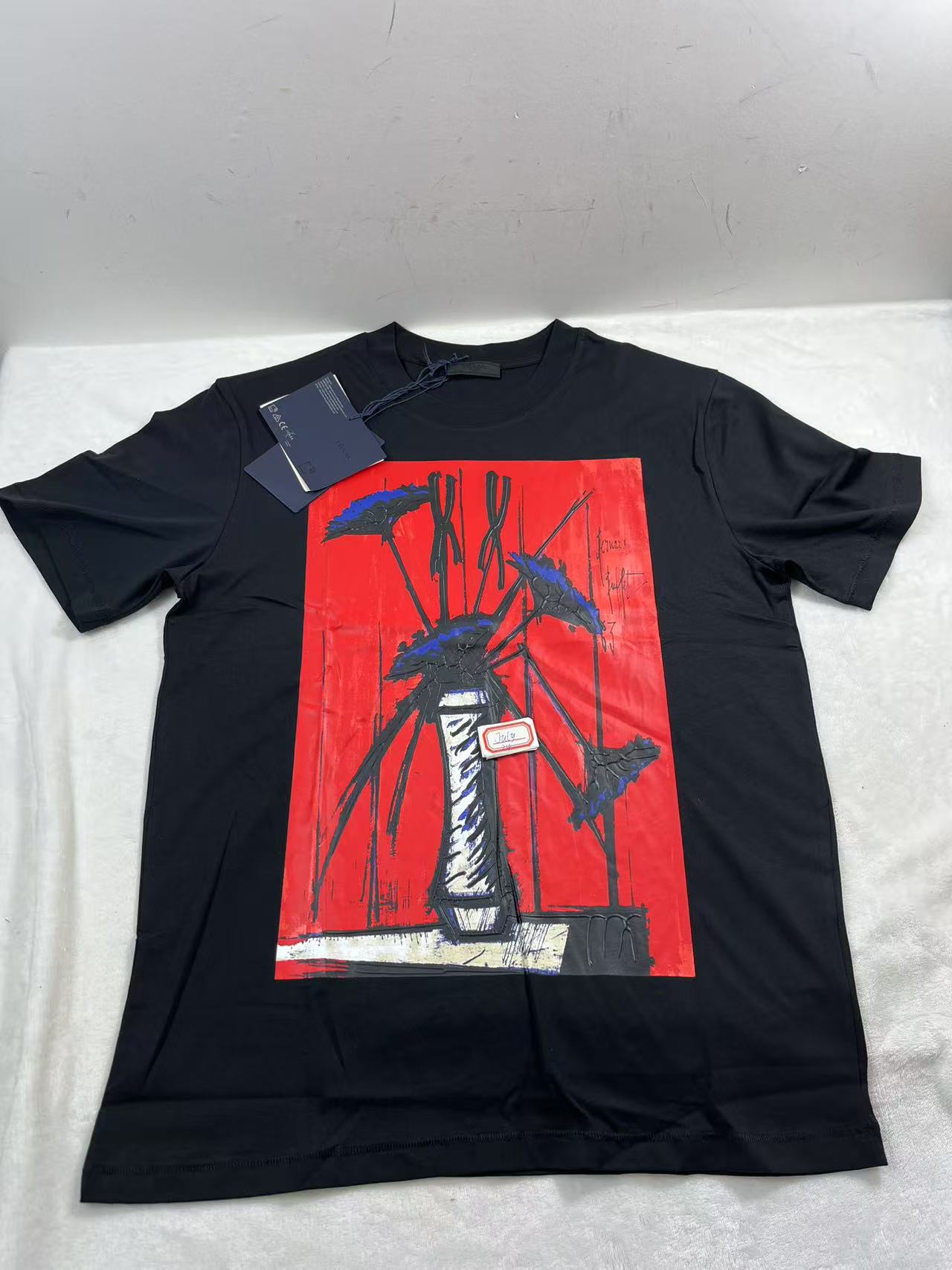 Prada Printed Jersey T-shirt size XXL Asphalt/Red