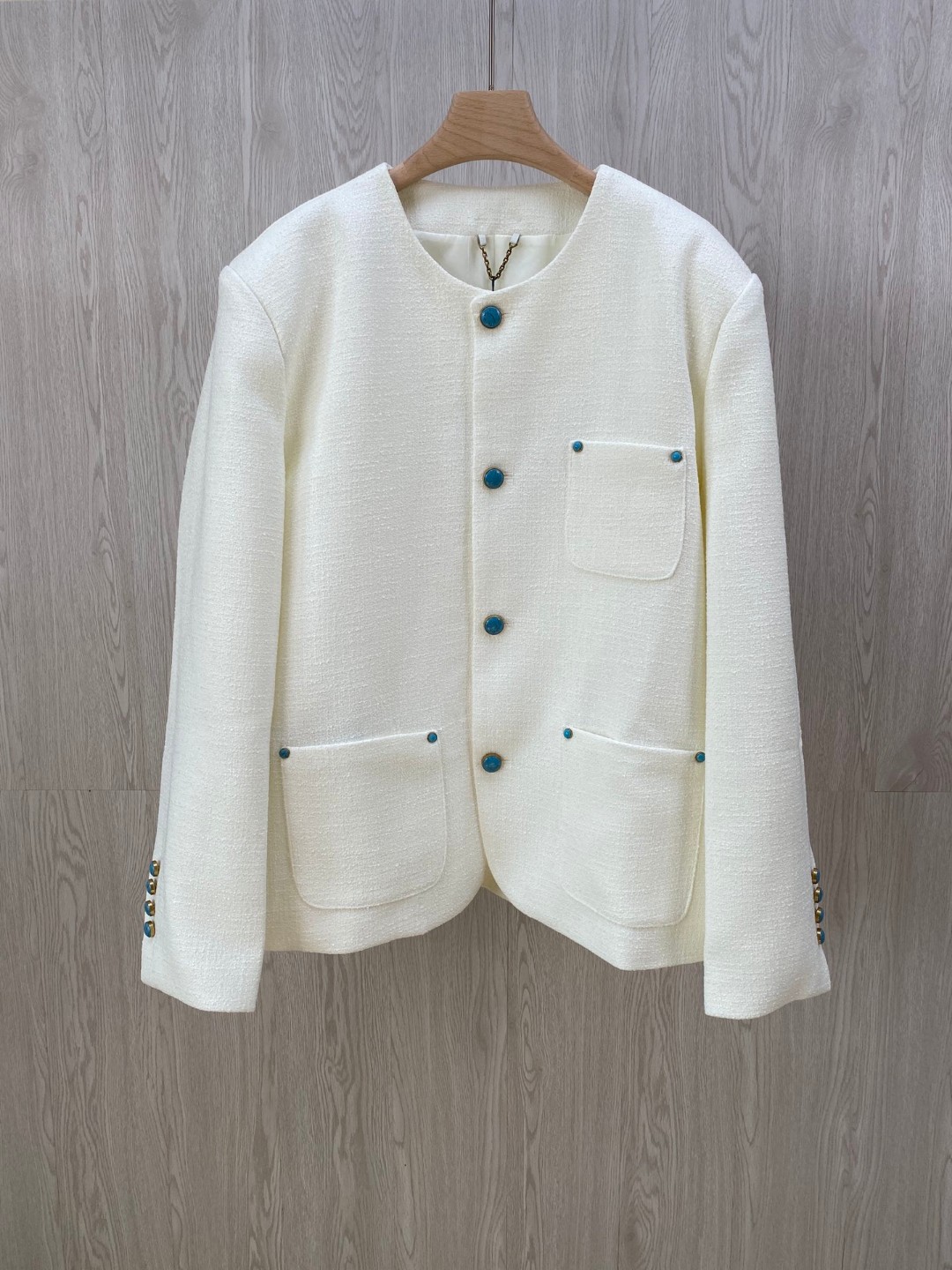 LV White turquoise single-breasted jacket
