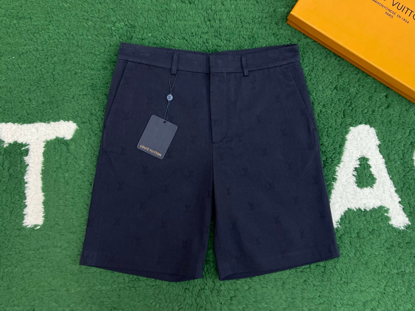 LV Embroided shorts Blue