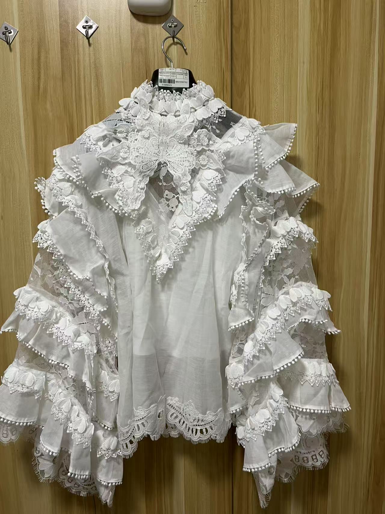 Zimmermann Crush Heart Trim White Linen Blouse