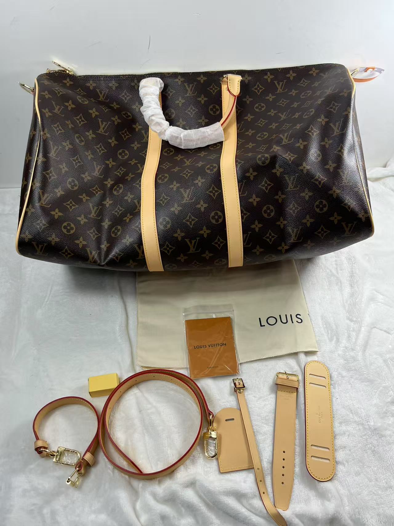 26 May ABQ LV Keepall Bandouliere 50 Monogram Strap Shoulder Bag Duffle Travel