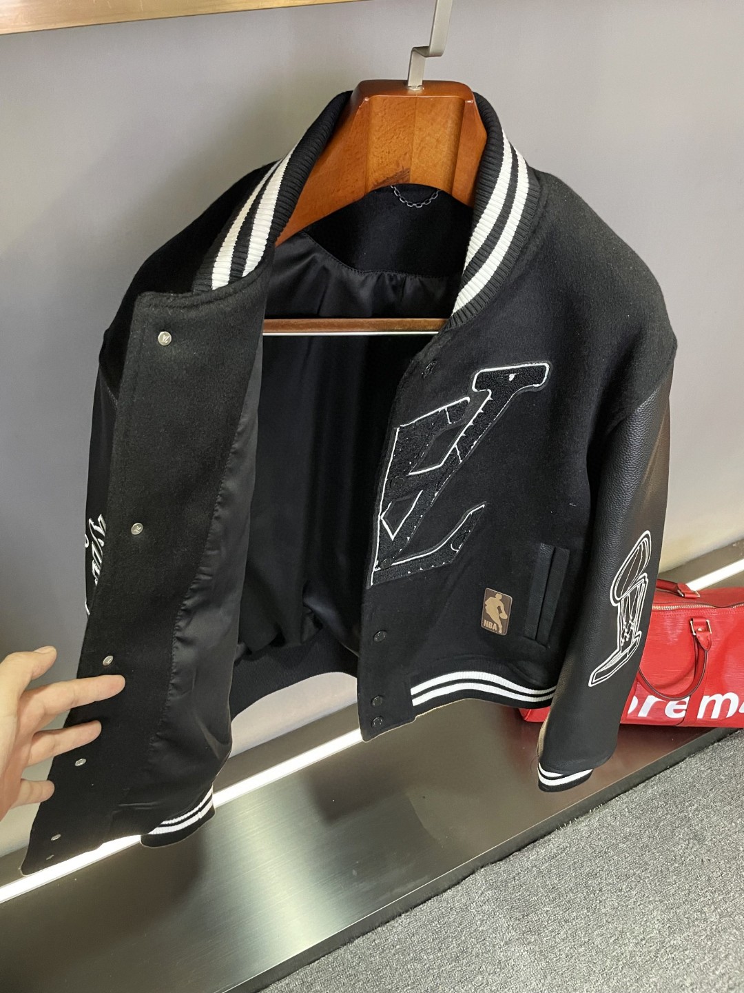2 Jun ABF LV MENS BLACK ROBBINS VARSITY BOMBER JACKET