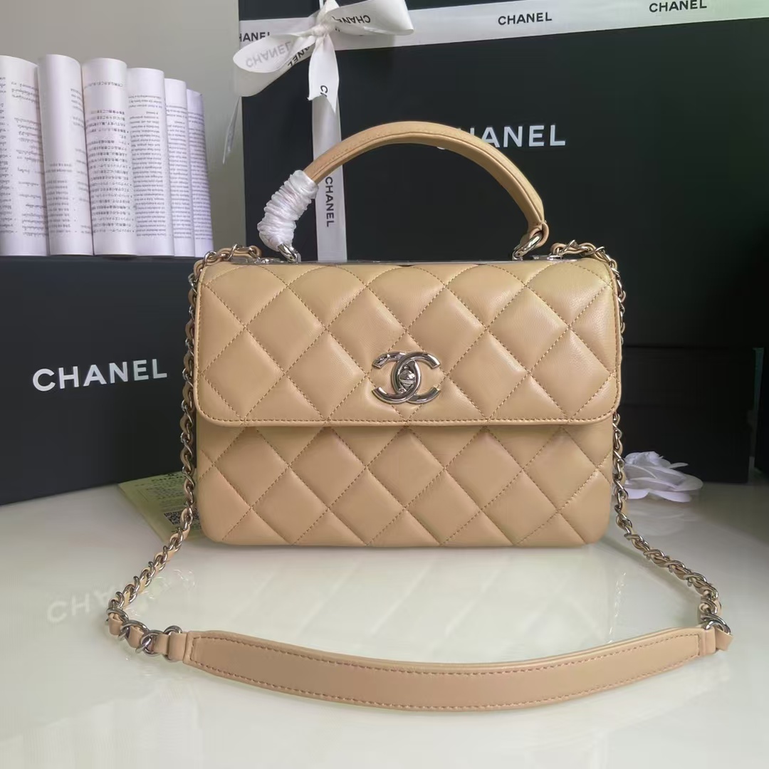 5 Jun ABF Chanel Lambskin Quilted Medium Trendy Flap Light Yellow dustbag box