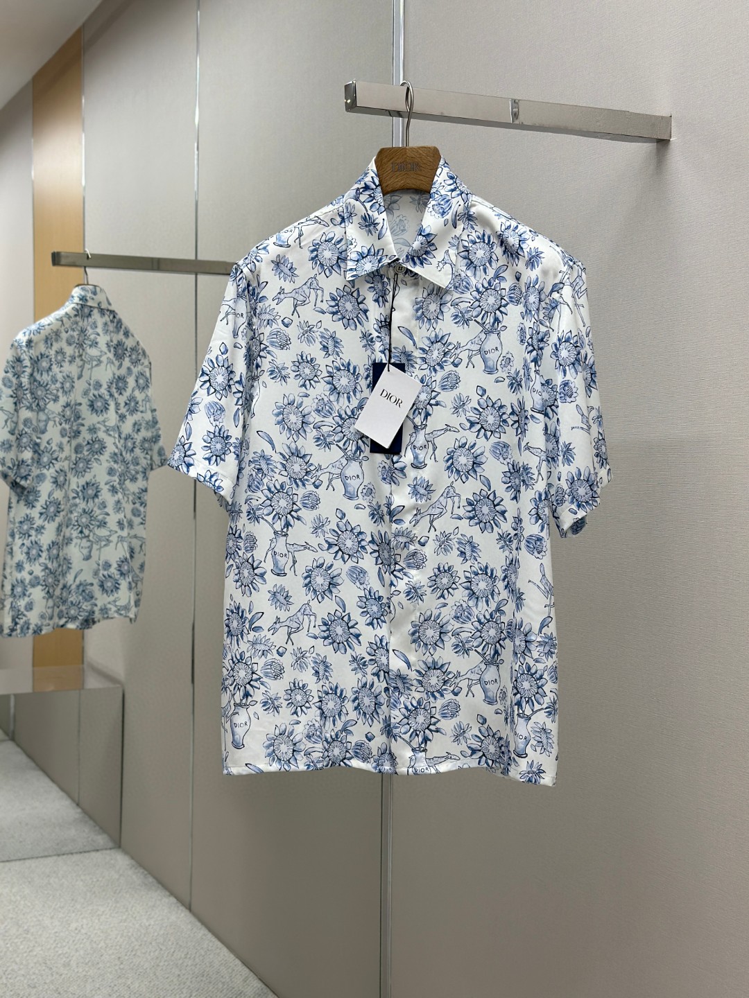 Christian Dior Men White Relaxed Fit Printed Half Sleeves Casual Shirt