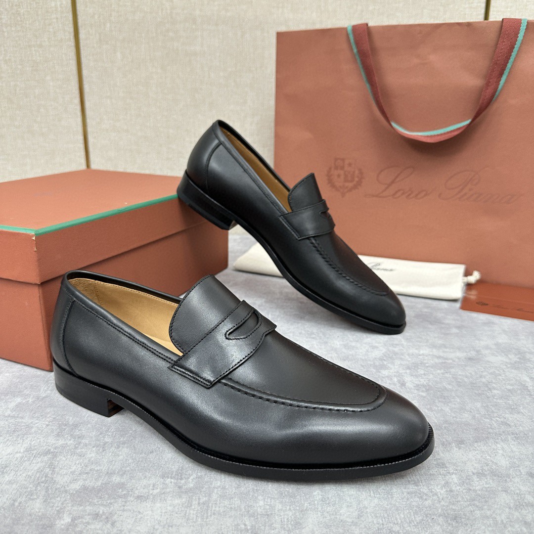 12 June ABF Loro Piana Men's Slip-On Black Shoe