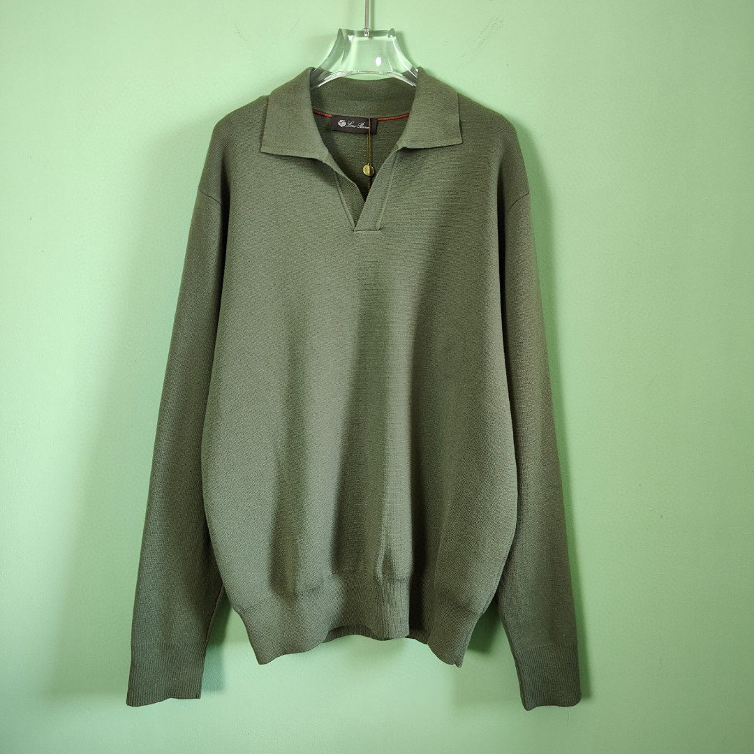 13 Jun ABF Loro Piana Long-Sleeve Cotton Mesh-Stitch Johnny-Collar Sweater-Polo For Men