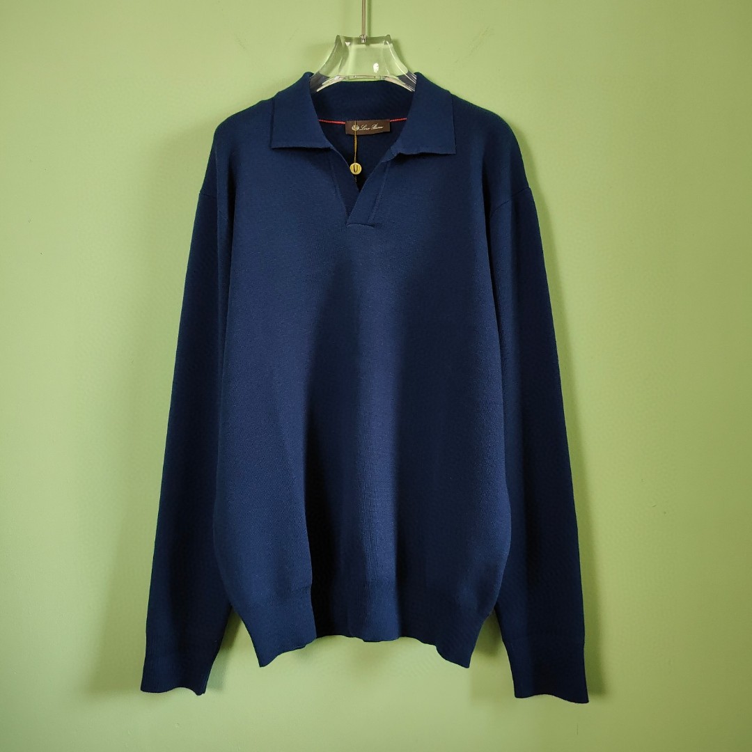 13 Jun ABF Loro Piana Long-Sleeve Cotton Mesh-Stitch Johnny-Collar Sweater-Polo For Men