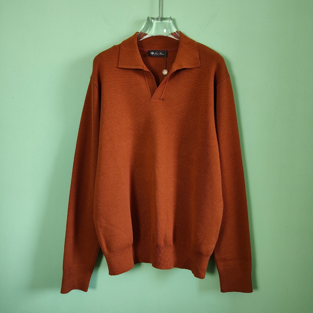 13 Jun ABF Loro Piana Long-Sleeve Cotton Mesh-Stitch Johnny-Collar Sweater-Polo For Men