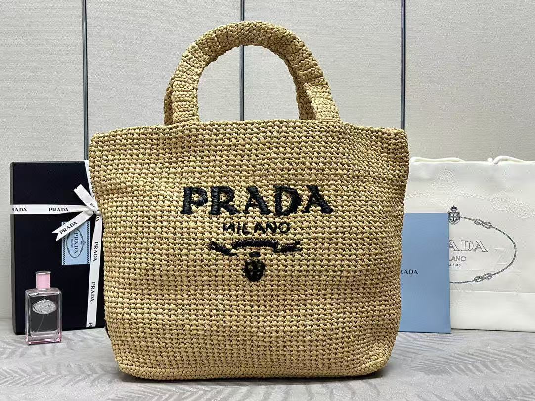 18 June ABF Prada Crochet logo-embroidered tote bag