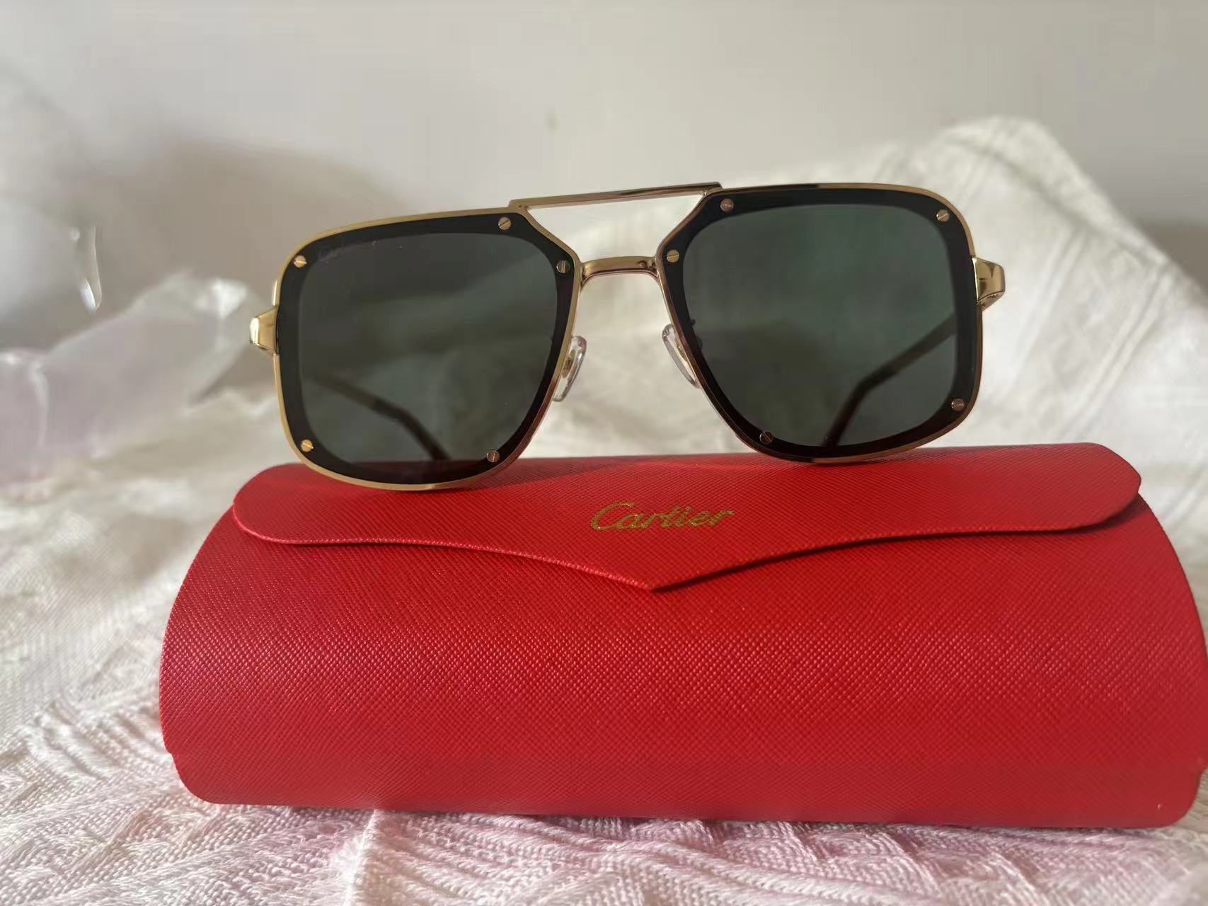 21 June ABF Cartier Santos de Cartier CT0194S men Gold Pilot Sunglasses