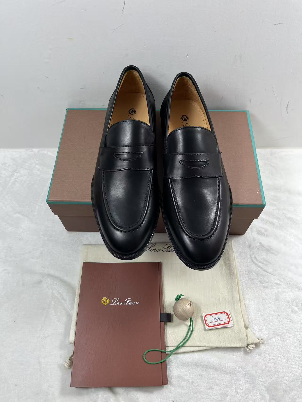 3 July ABQ Loro Piana black Handmade Leather shoe
