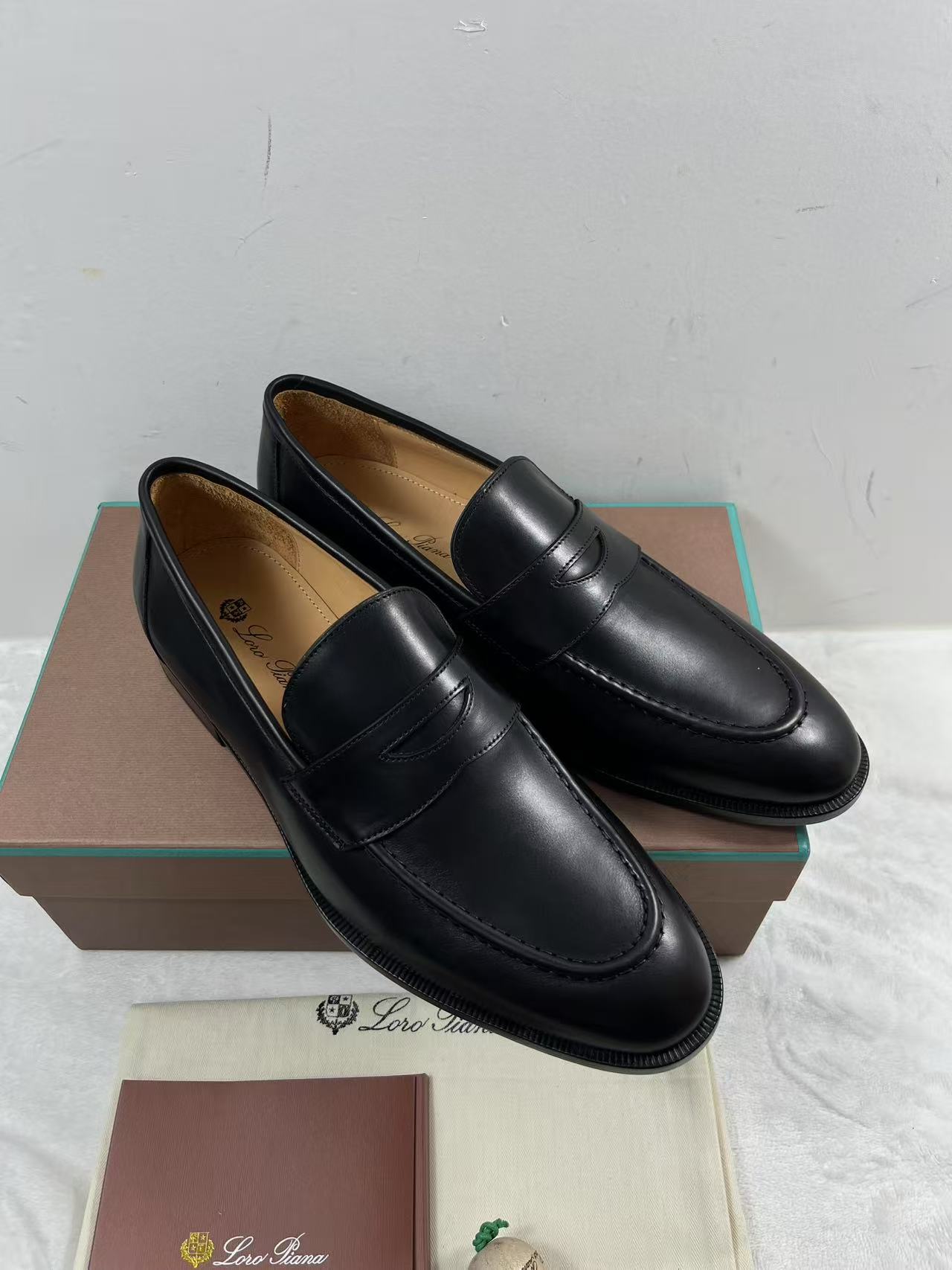 3 July ABQ Loro Piana black Handmade Leather shoe