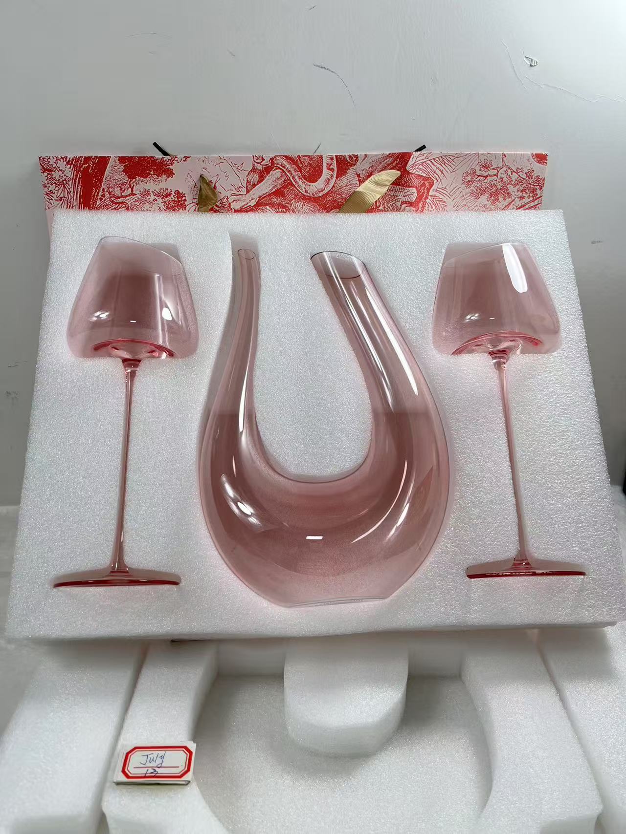 Christian Dior Flamingo Red Wine Sober Set -Wine Glass Decanter Set