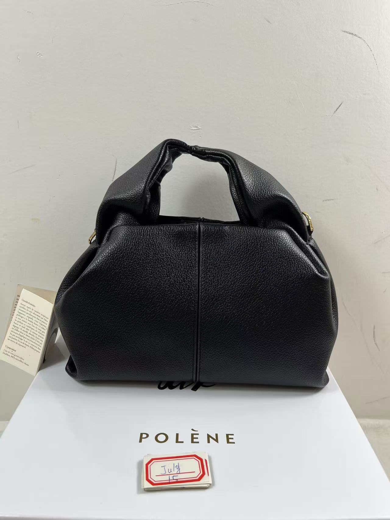 Polene Beri Edition Textured chalk bag Black 23x21x10cm