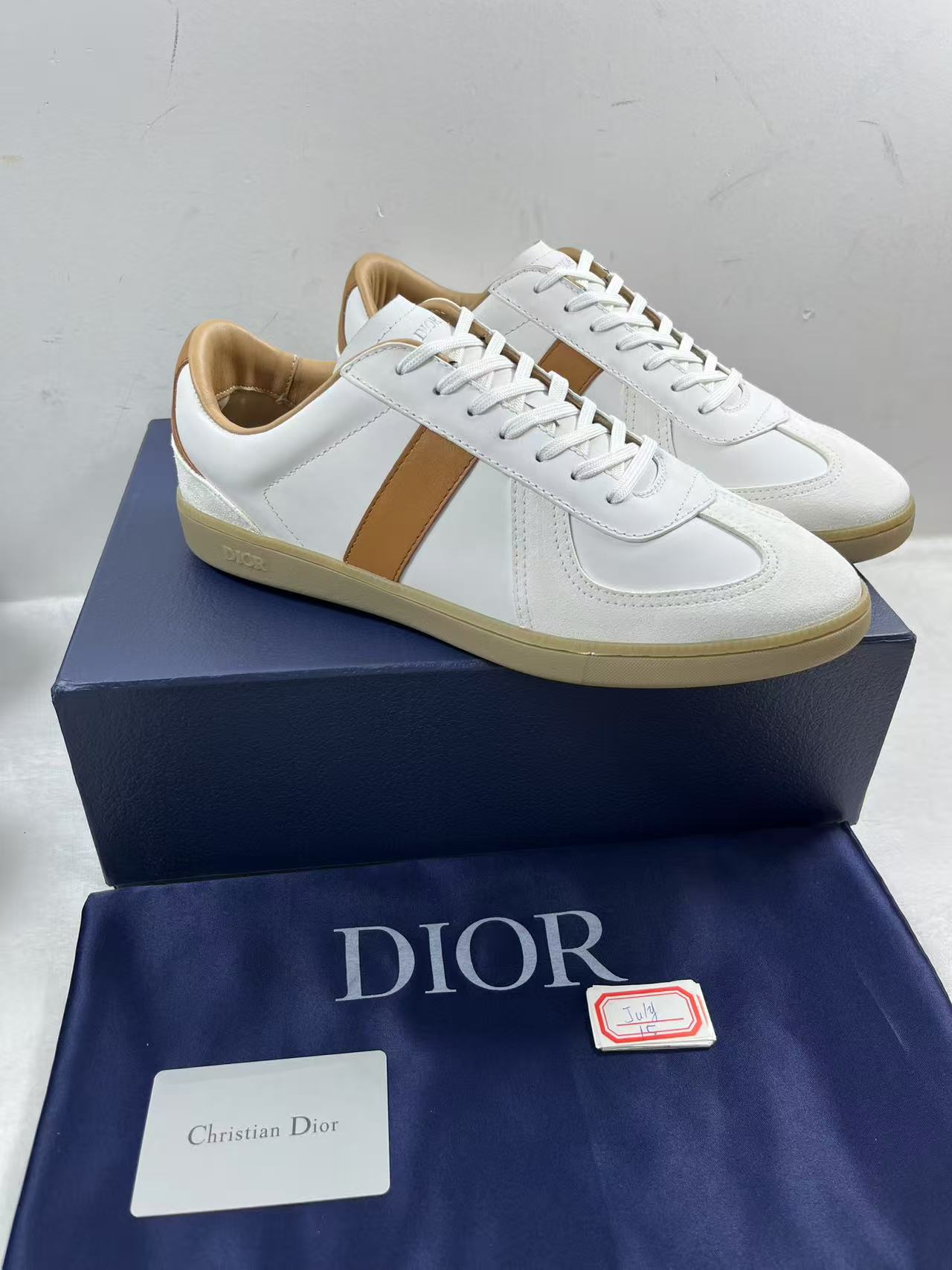 Dior B01 Matchpoint Sneaker Cognac and White Smooth Calfskin with White Suede size EU47 mens