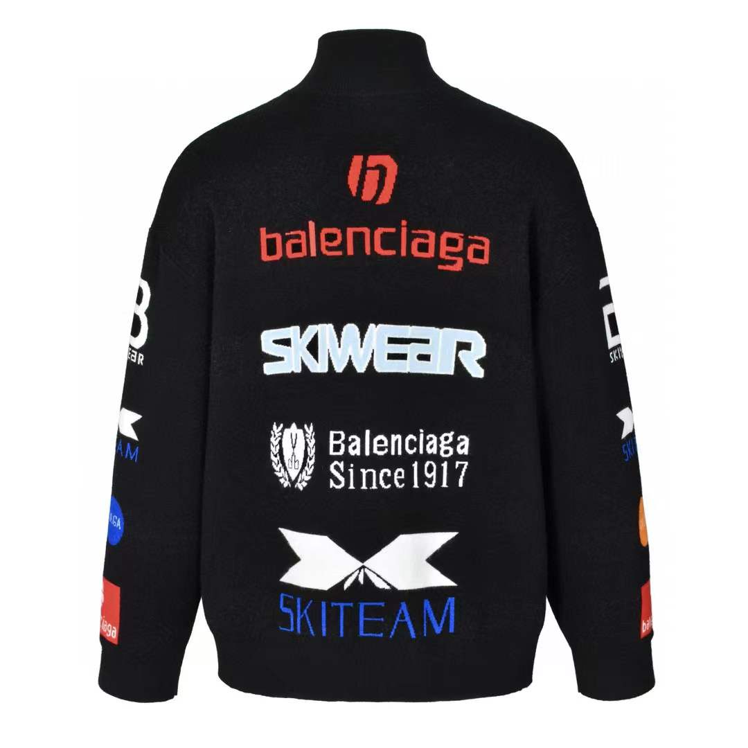Balenciaga Stretch Wool Blend Sweater Black