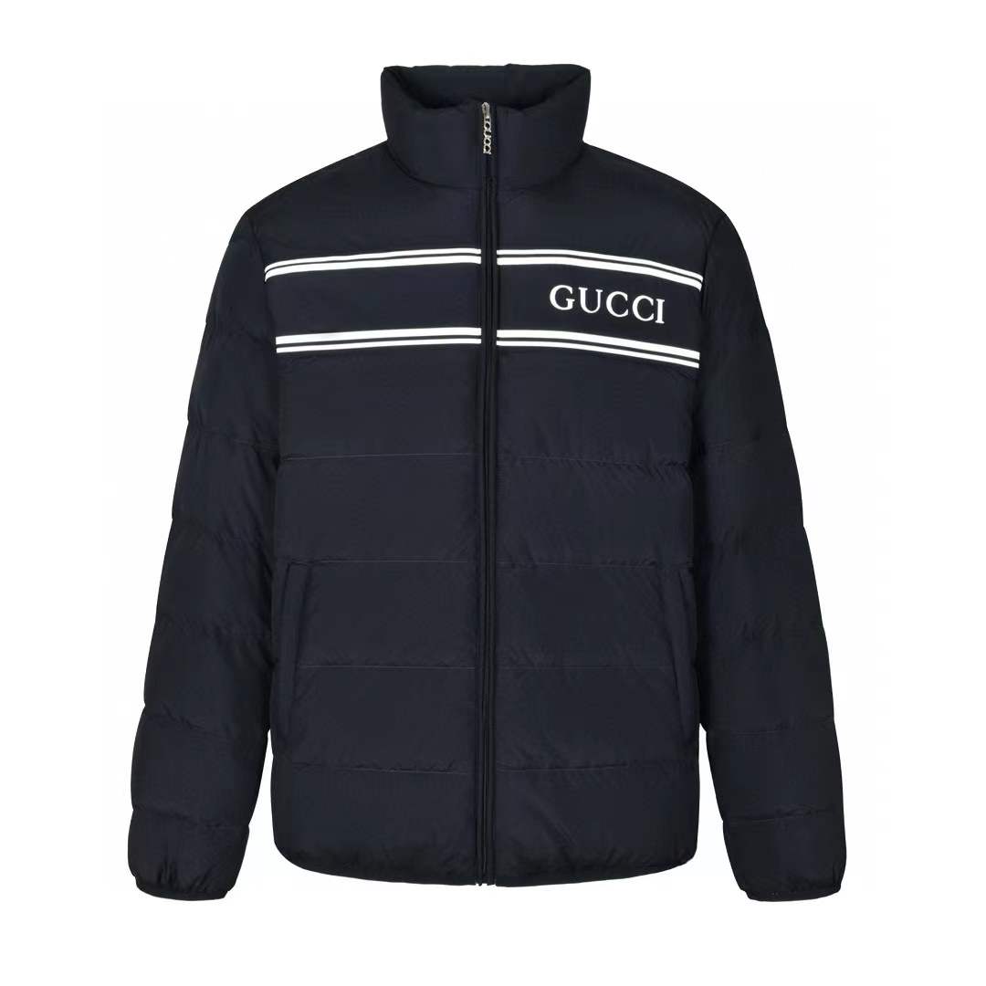 Gucci Logo Down Jacket In Blue