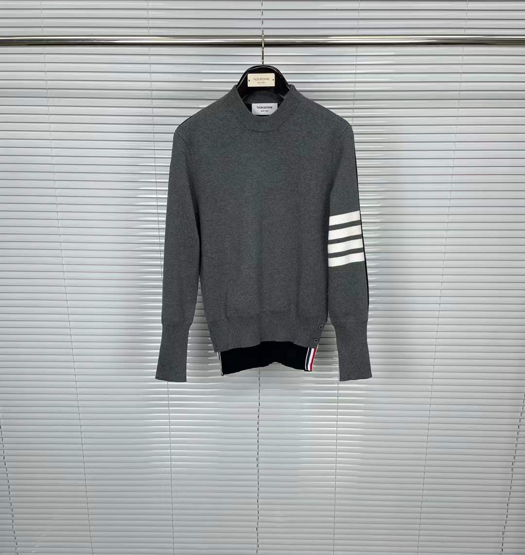Thom Browne 4-Bar Stripe Wool Jumper Grey