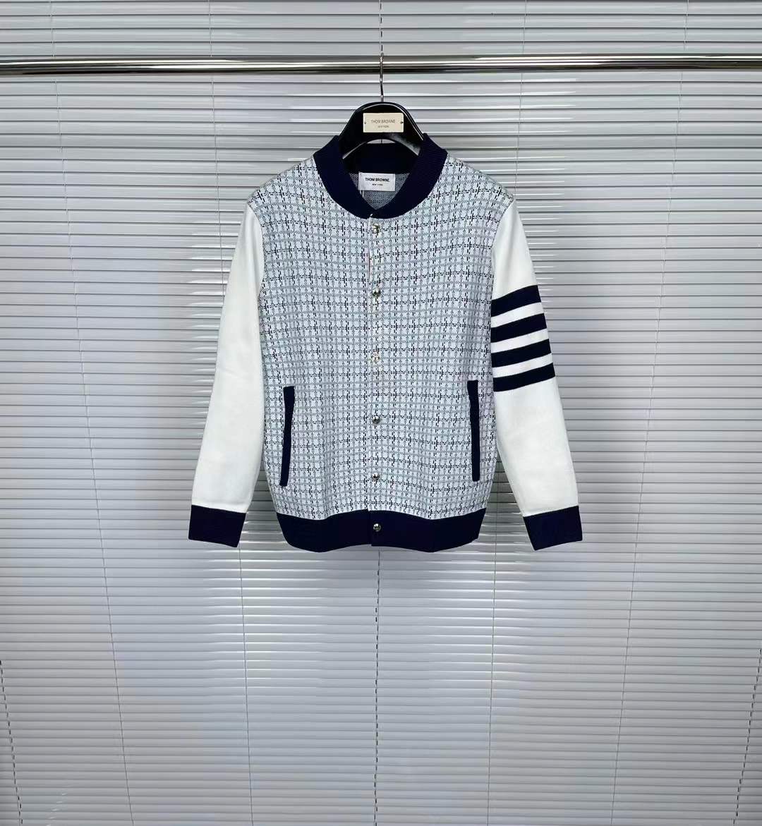 Thom Browne Silk 4-Bar Bomber Jacket