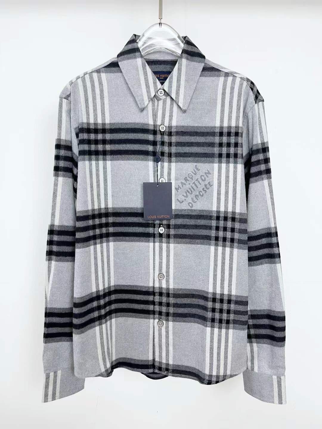 LV Black and White Checks Regular Fit Full Sleeves Overshirt