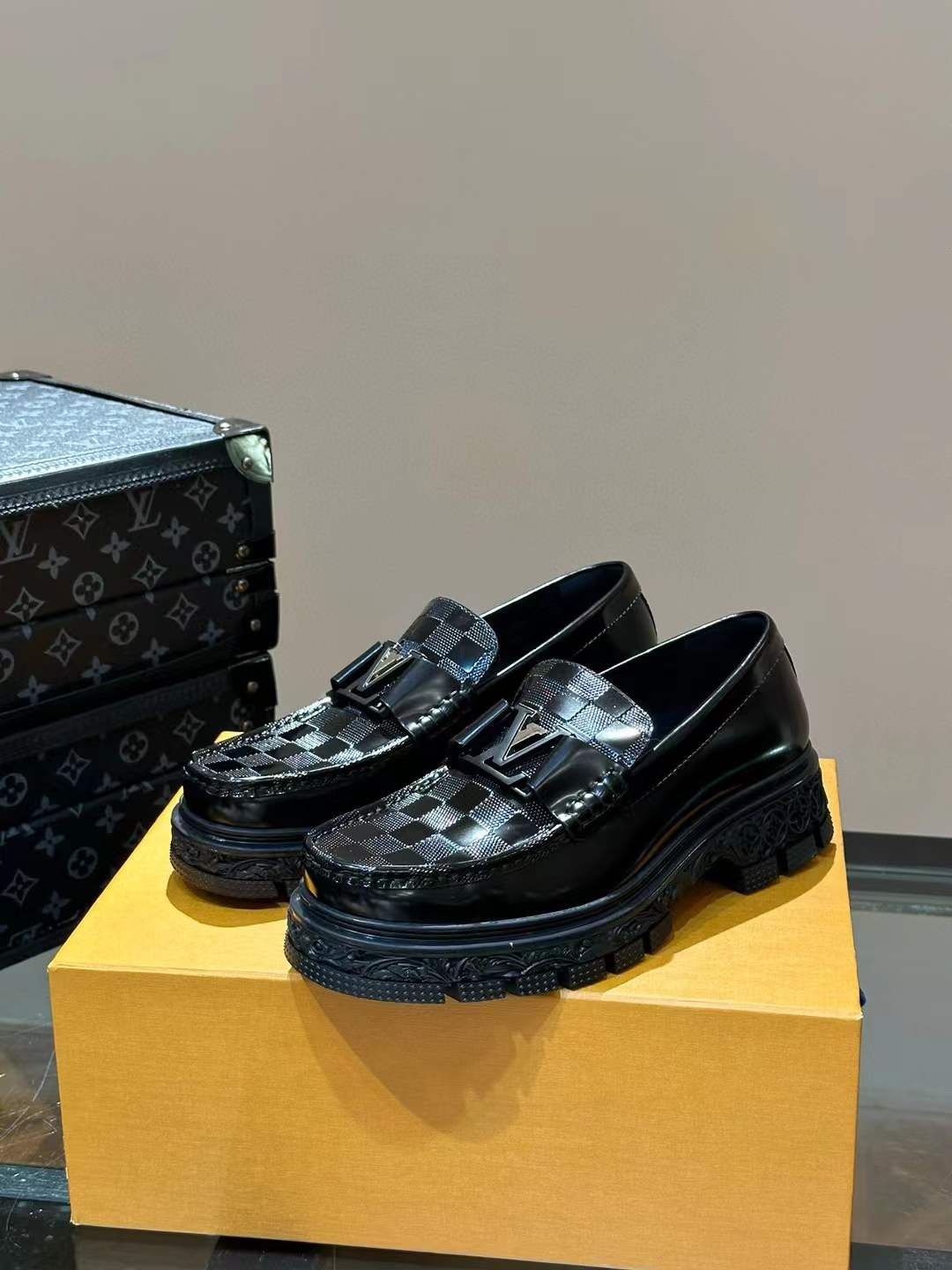 LV Checker Loafer Black