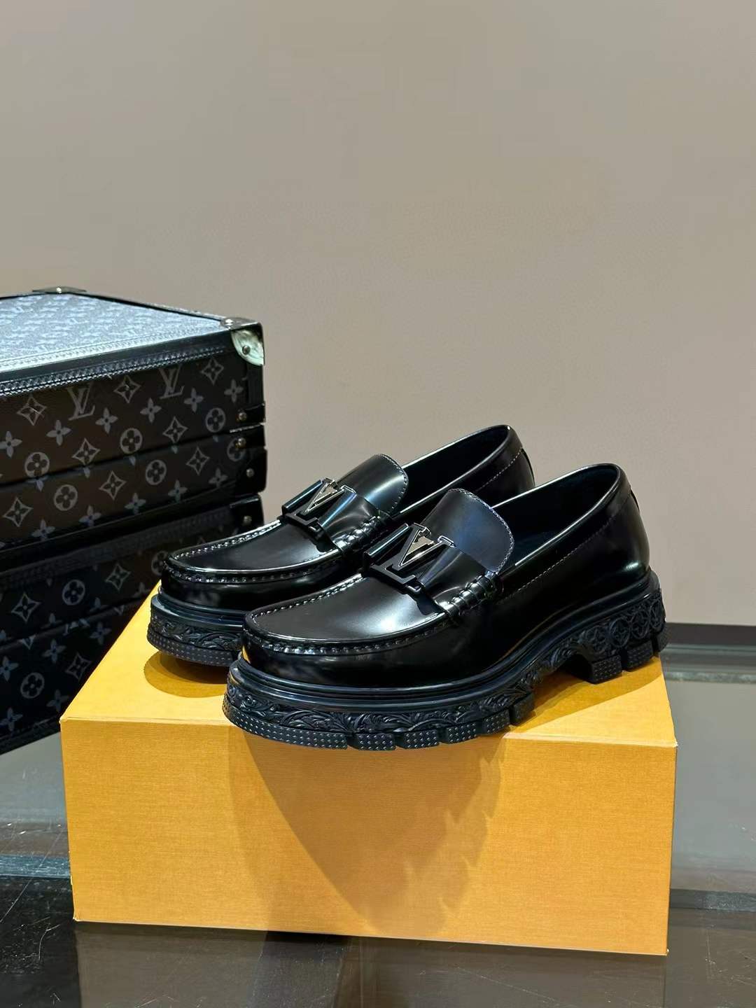 LV Checker Loafer Black