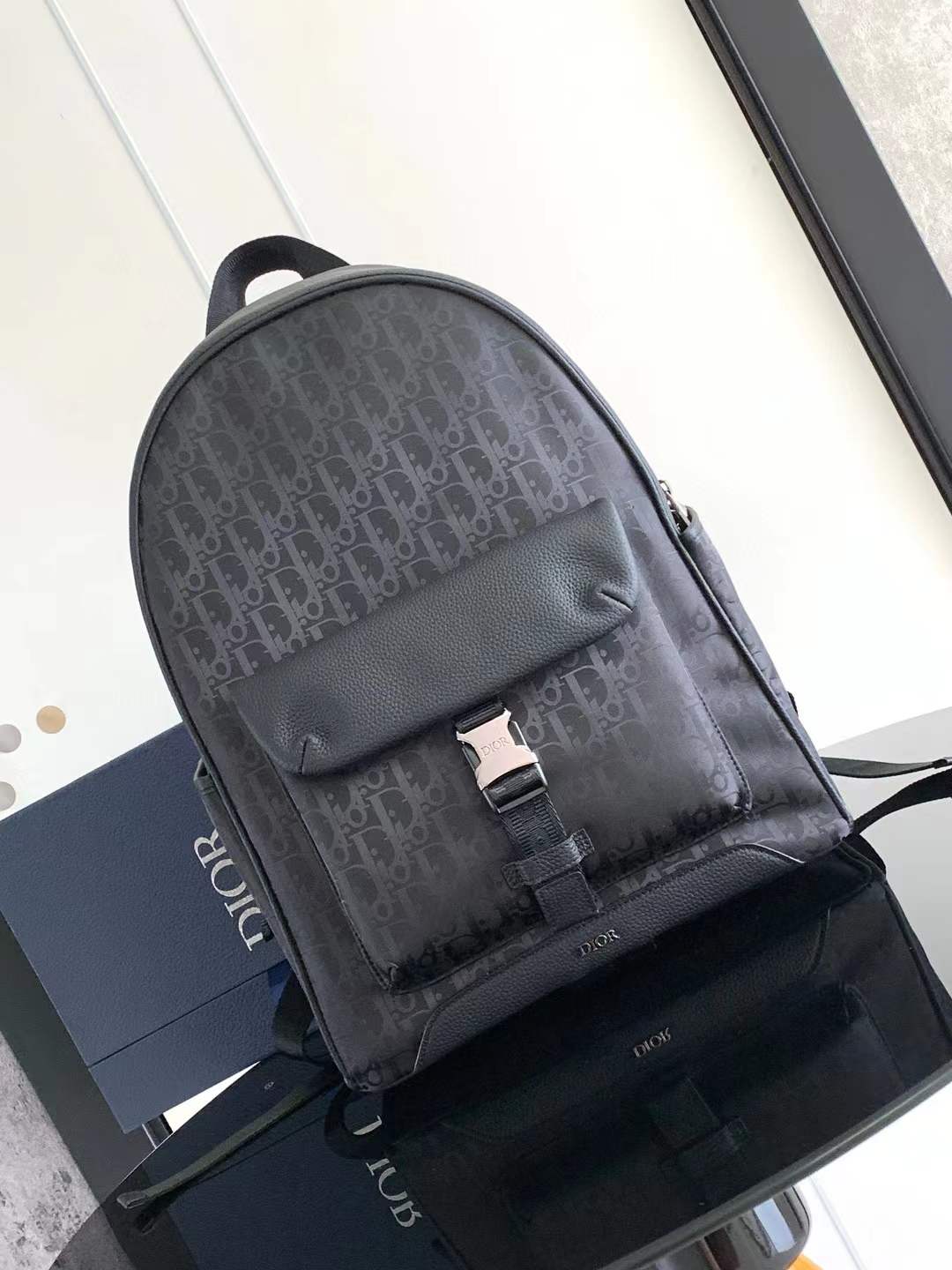 Christian Dior Explorer Backpack Nylon Leather Black