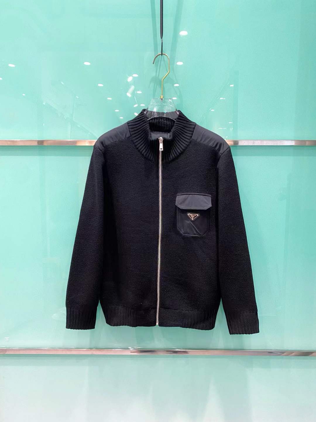 Prada Black Wool and cashmere cardigan with Re-Nylon