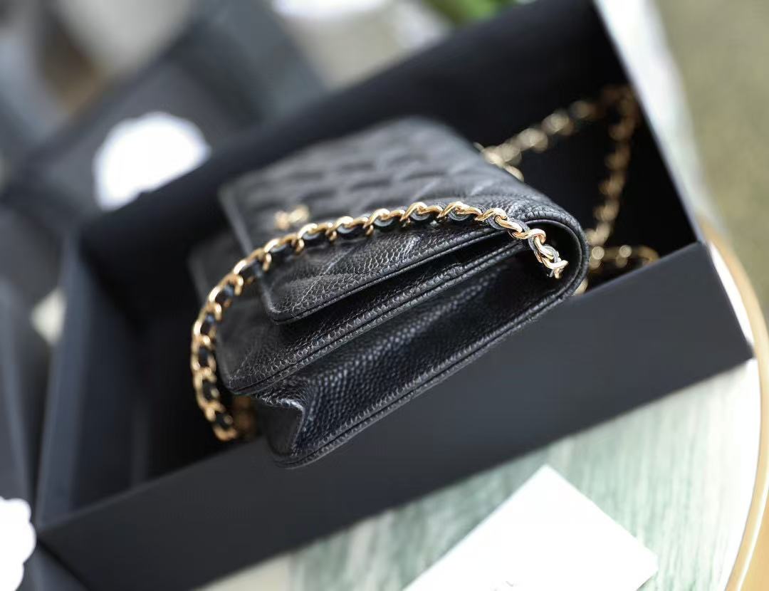 Chanel Caviar Classic Wallet on Chain Black