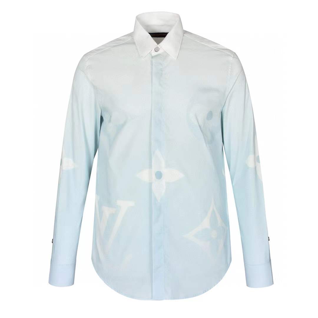 LV Monogram Printed Long-Sleeved Cotton Poplin Shirt
