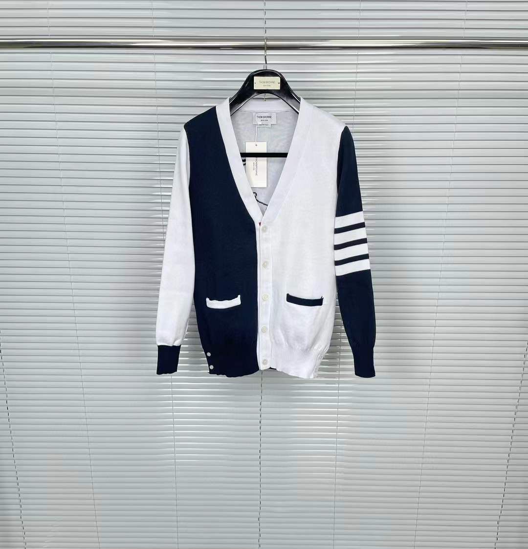 Thom Browne Blue 4-bar Wool Cardigan for Men