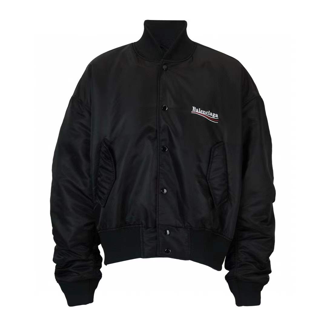 Balenciaga Varsity Jacket Political Campaign Nylon In Black