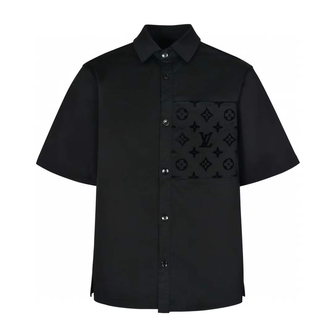 LV Flocked Short-Sleeved Cotton Shirt
