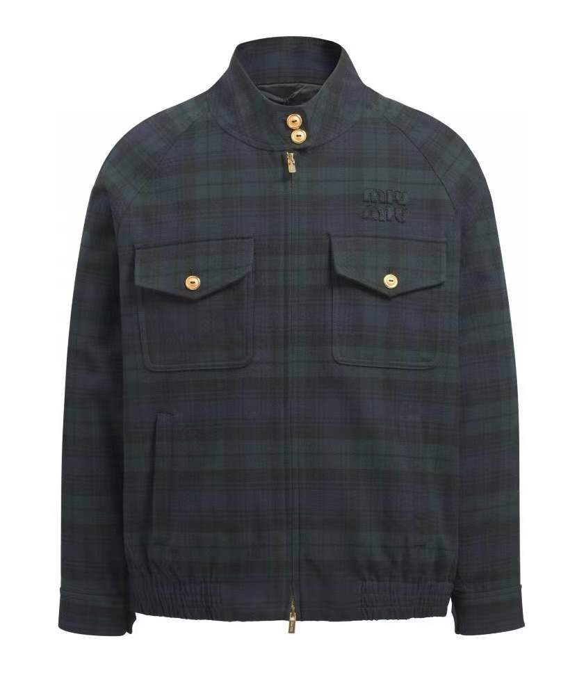 Miu Miu cord-collar Checked Jacket black